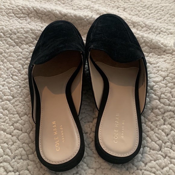 Cole Haan Black Suede Loafer Mules Size 9 - Picture 4 of 6